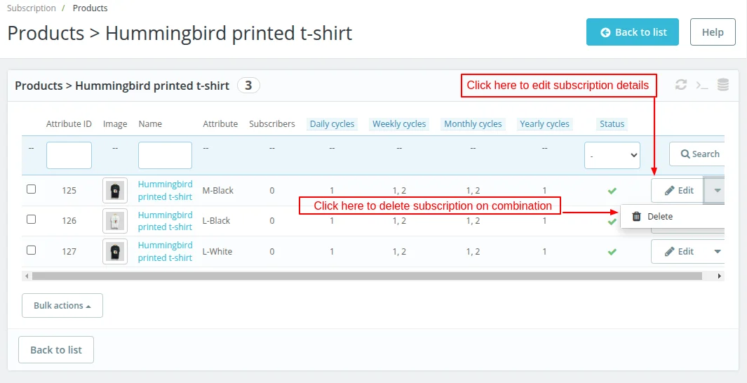 subscription details