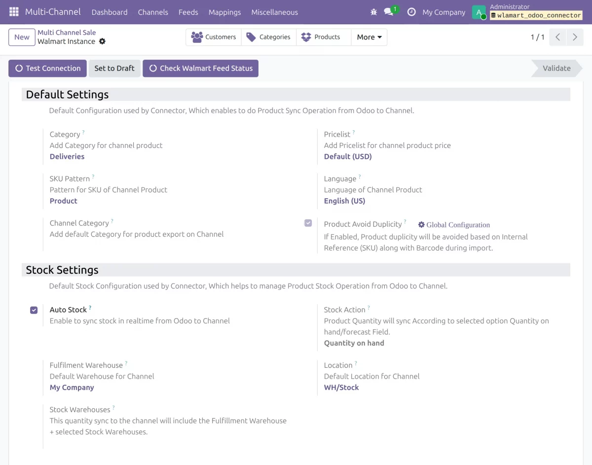 Product and Stock Settings