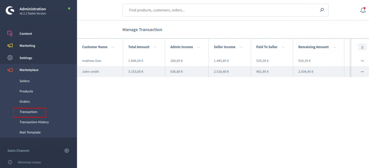 Transaction_Shopware_Administration