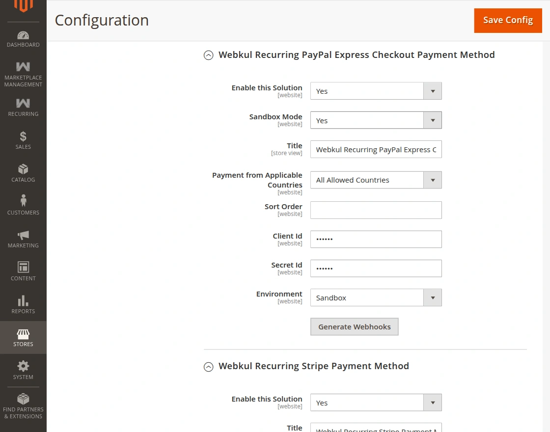 paypal configuration