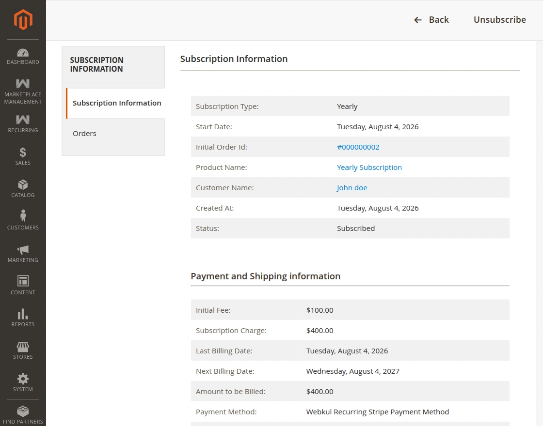 View Subscription
