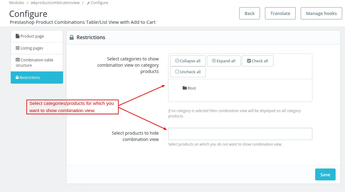 Restrictions Configuration