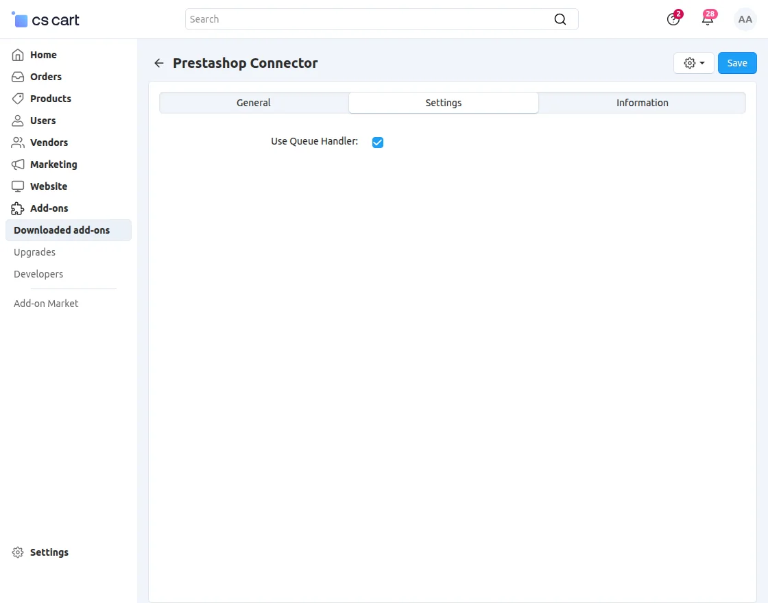 import product using queue handler