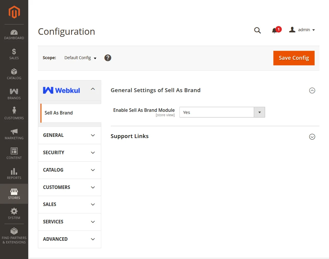 Admin end configuration