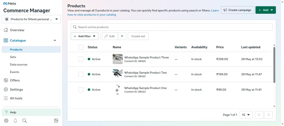 meta-commerce-products