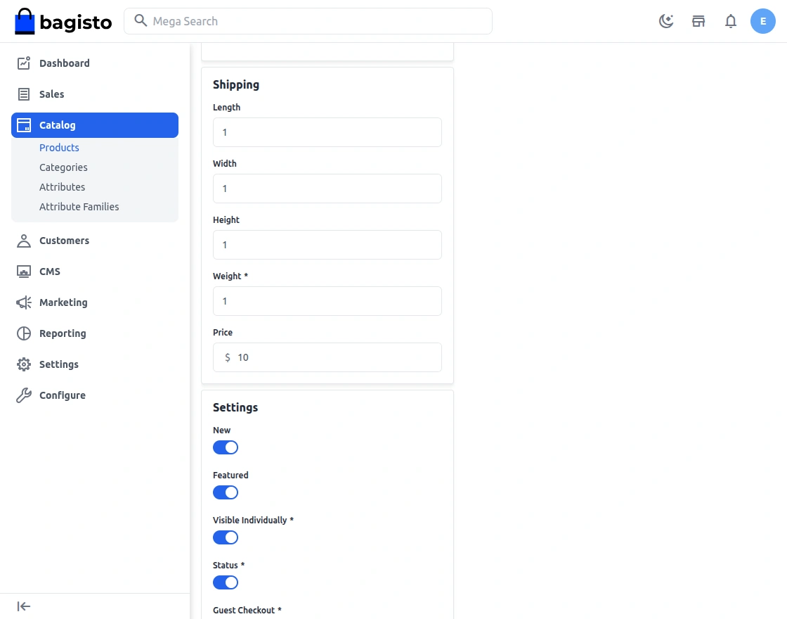 Enter shipping price