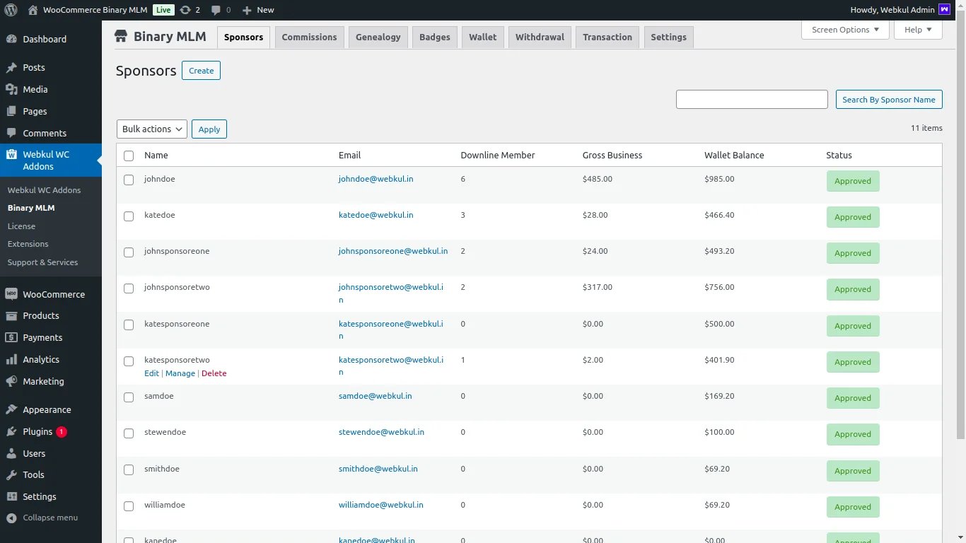 webkul-woocommerce-binary-mlm-admin-sponsors-list