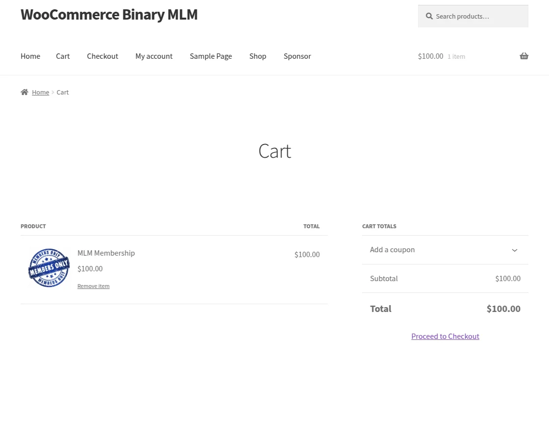membership added to cart