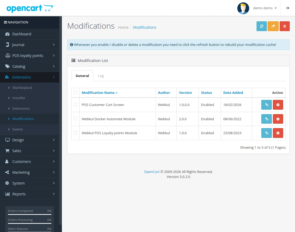 Modification Customer Cart Screen for Opencart POS