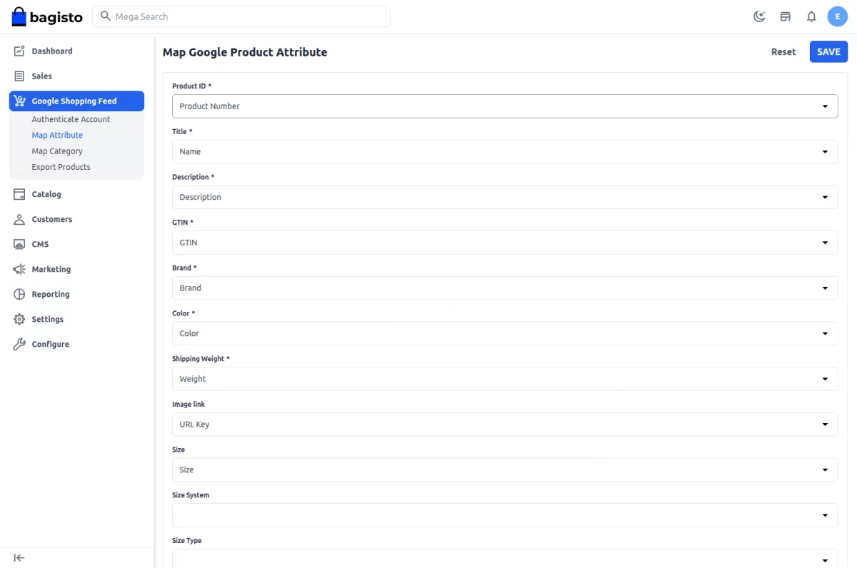 Bagisto Google Shopping Feed