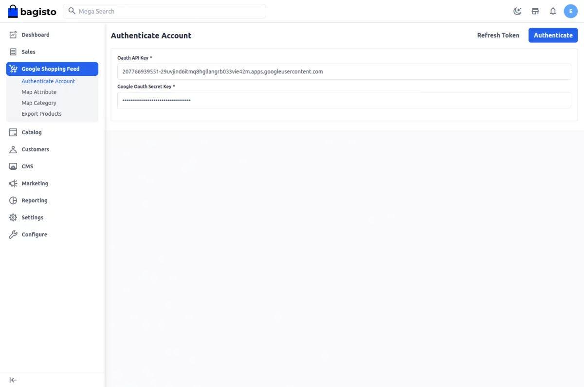 Bagisto Google Shopping Feed