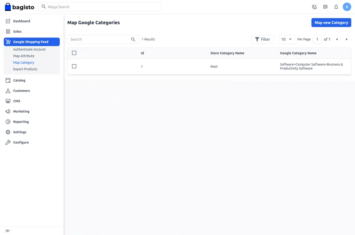 Bagisto Google Shopping Feed