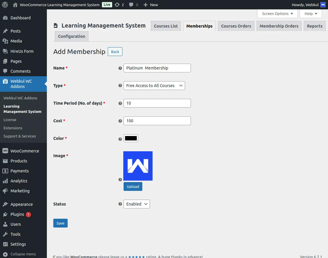 learning management system add membership