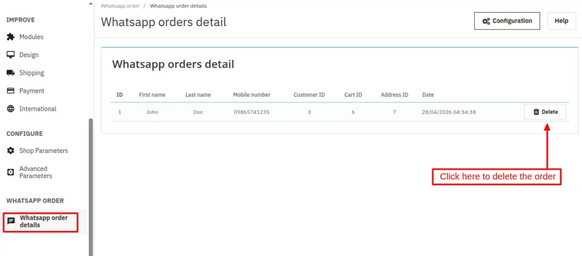 whatsapp order detail