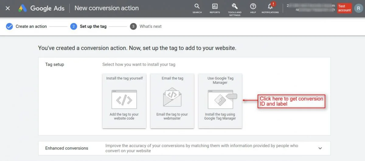 get conversion id and label