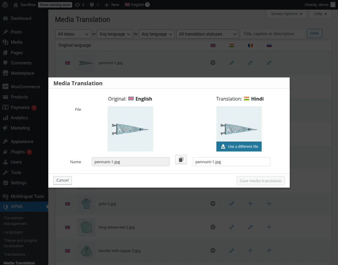 media translation edit