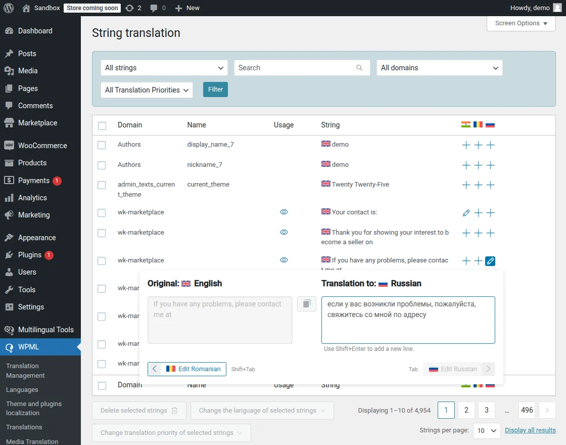 return to string translation