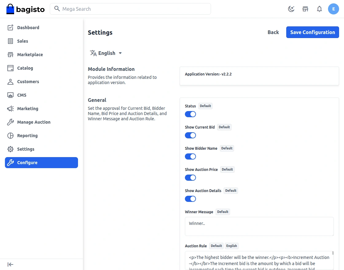 Module configuration