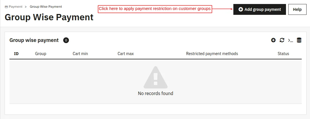 Click to add Customer Group based payment restriction