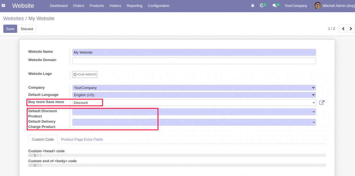 Odoo Buy More Save More Default Configuration