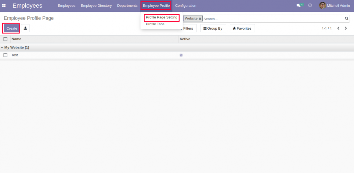Profile Page Setting