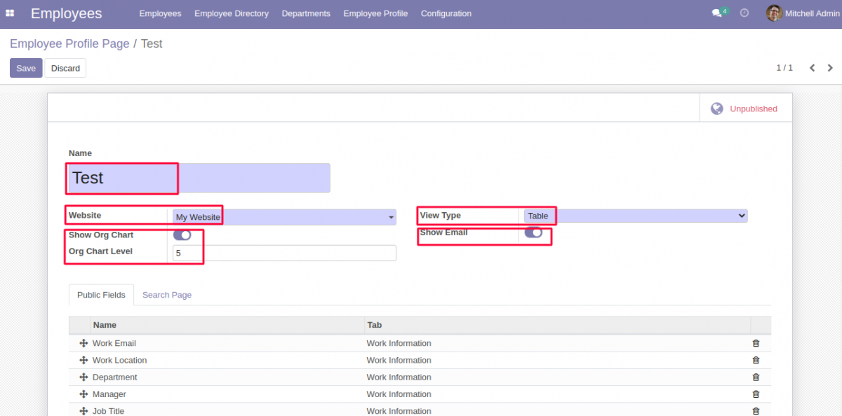 Create Employee Profile Page