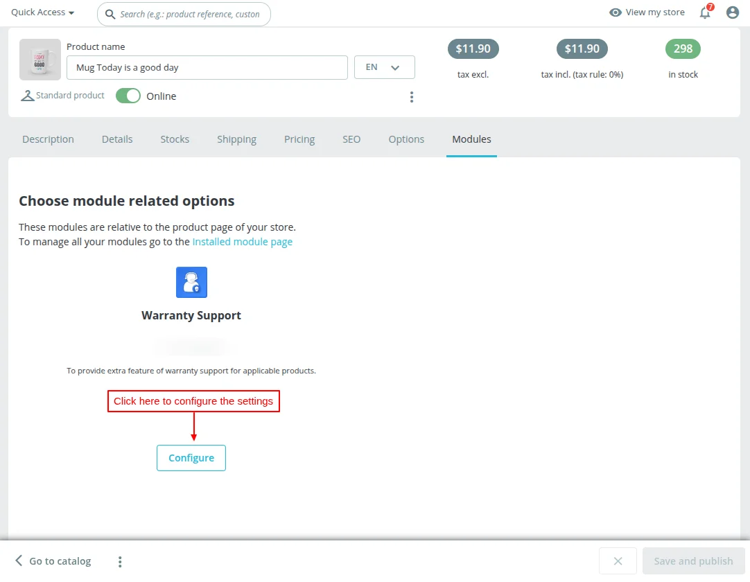 Configure the settings