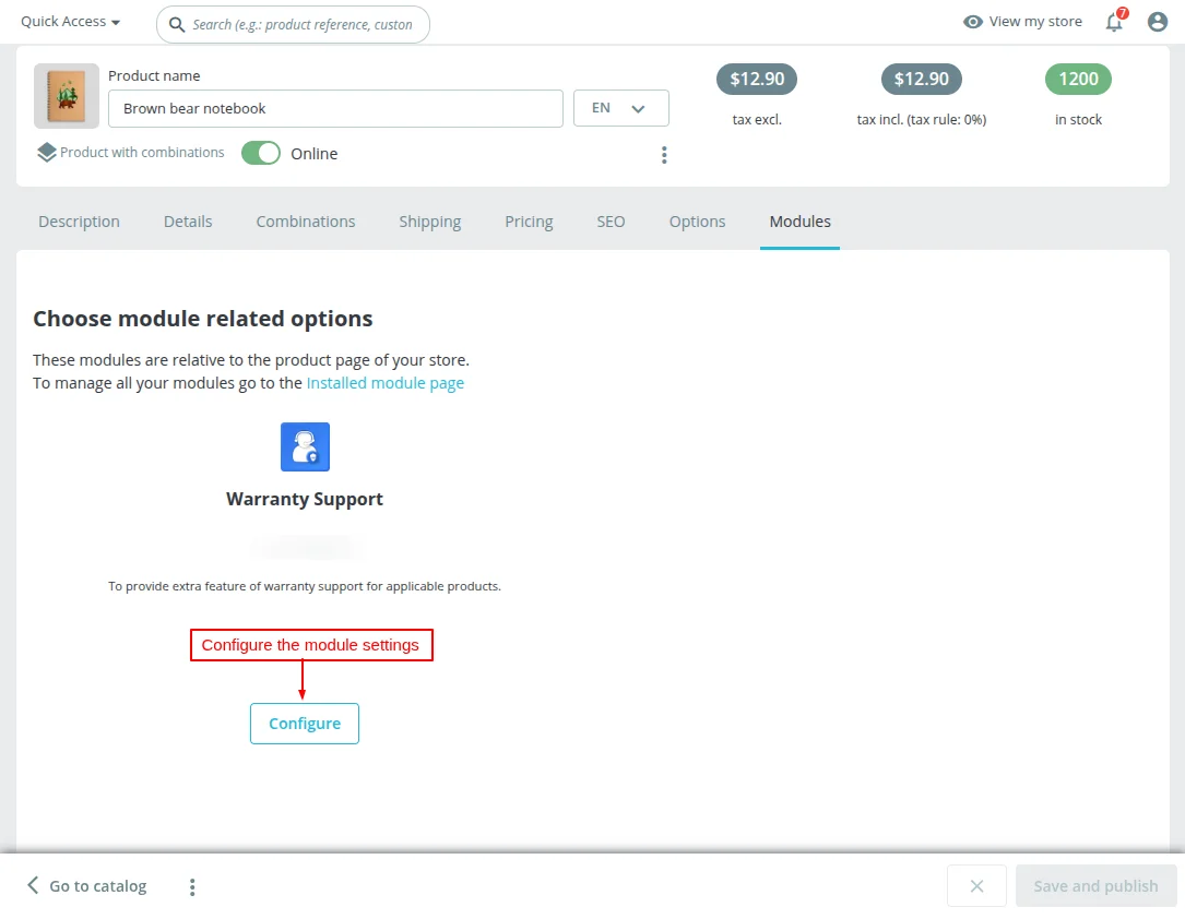 Configure the module settings