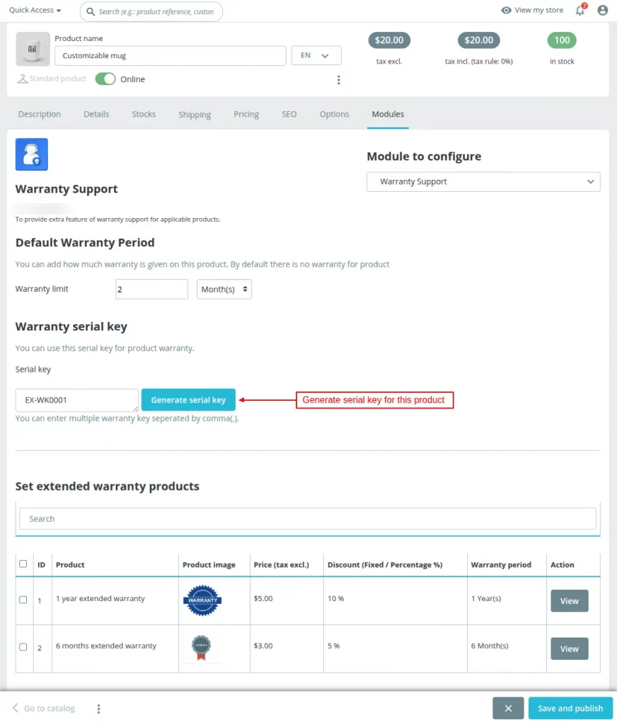 Generate Serial Key for Standard product