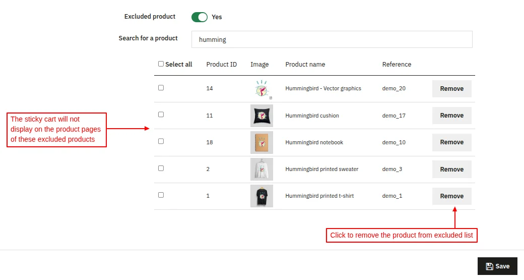 Exclude product