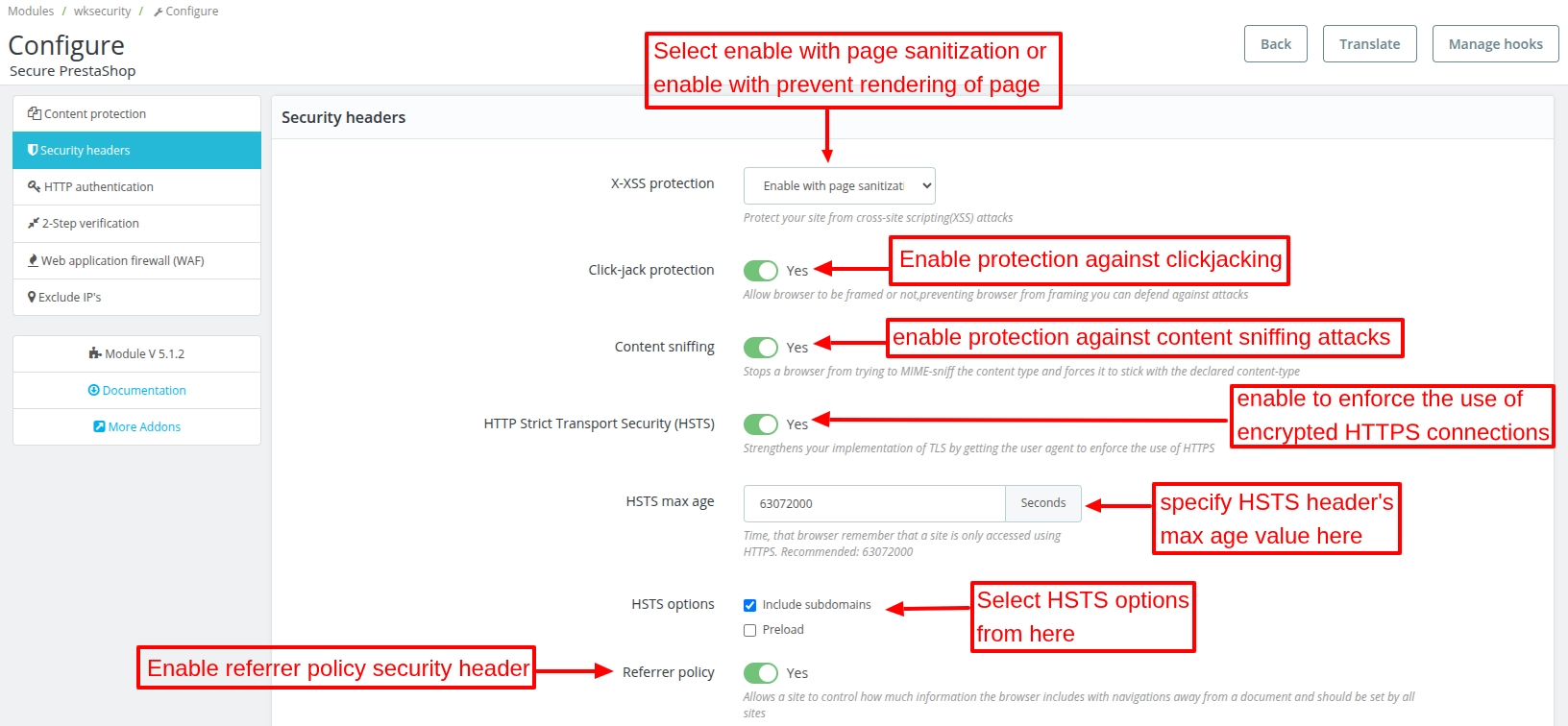 module configuration