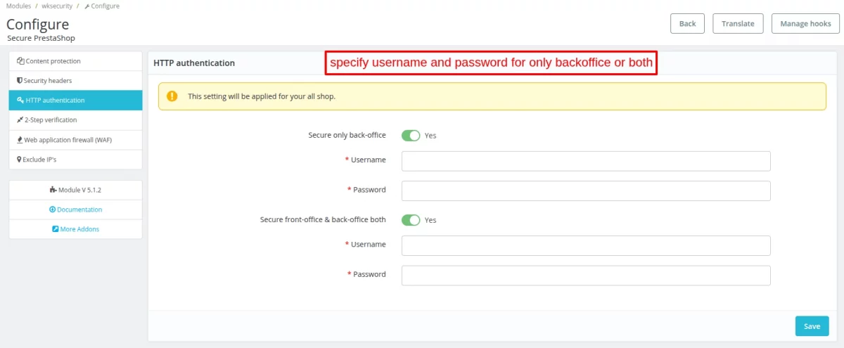 module configuration