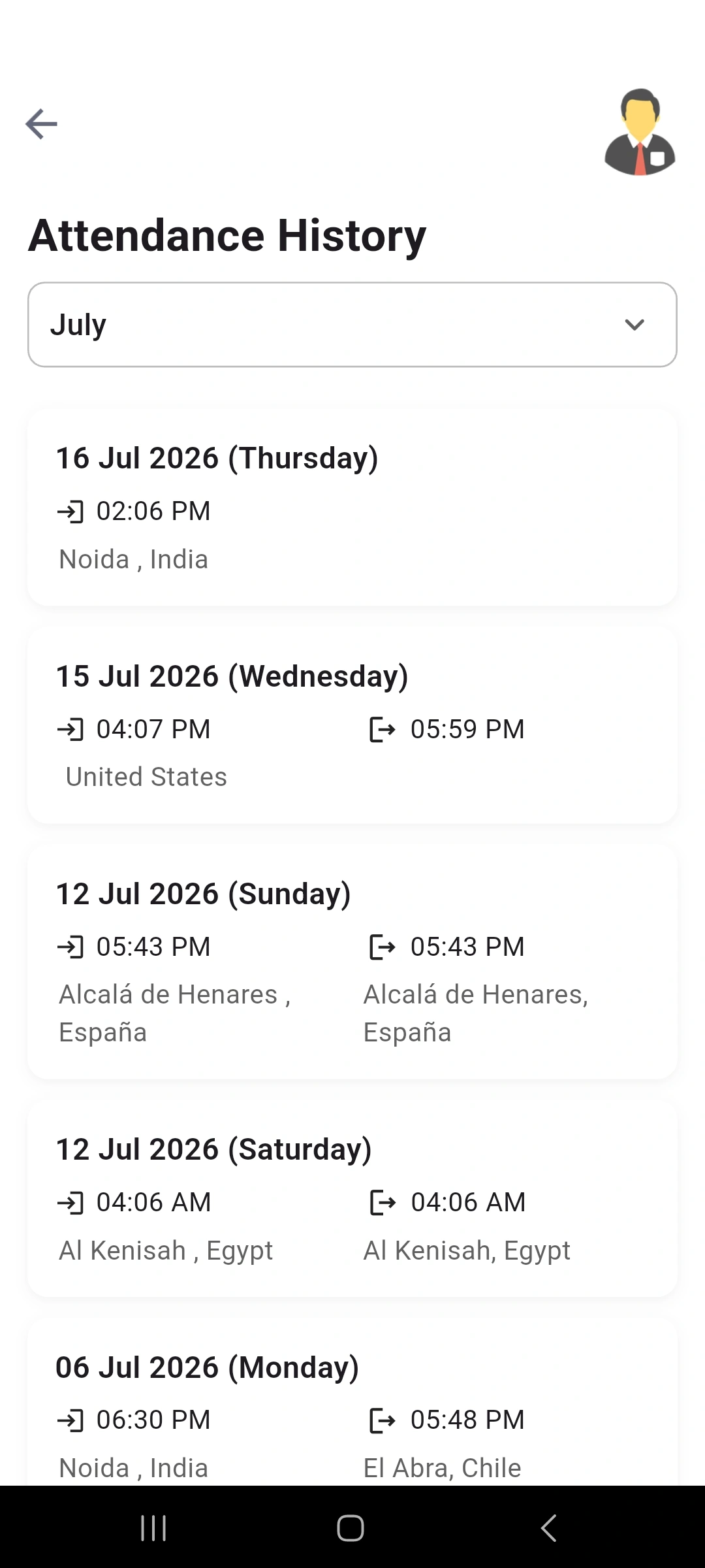 Attendance History