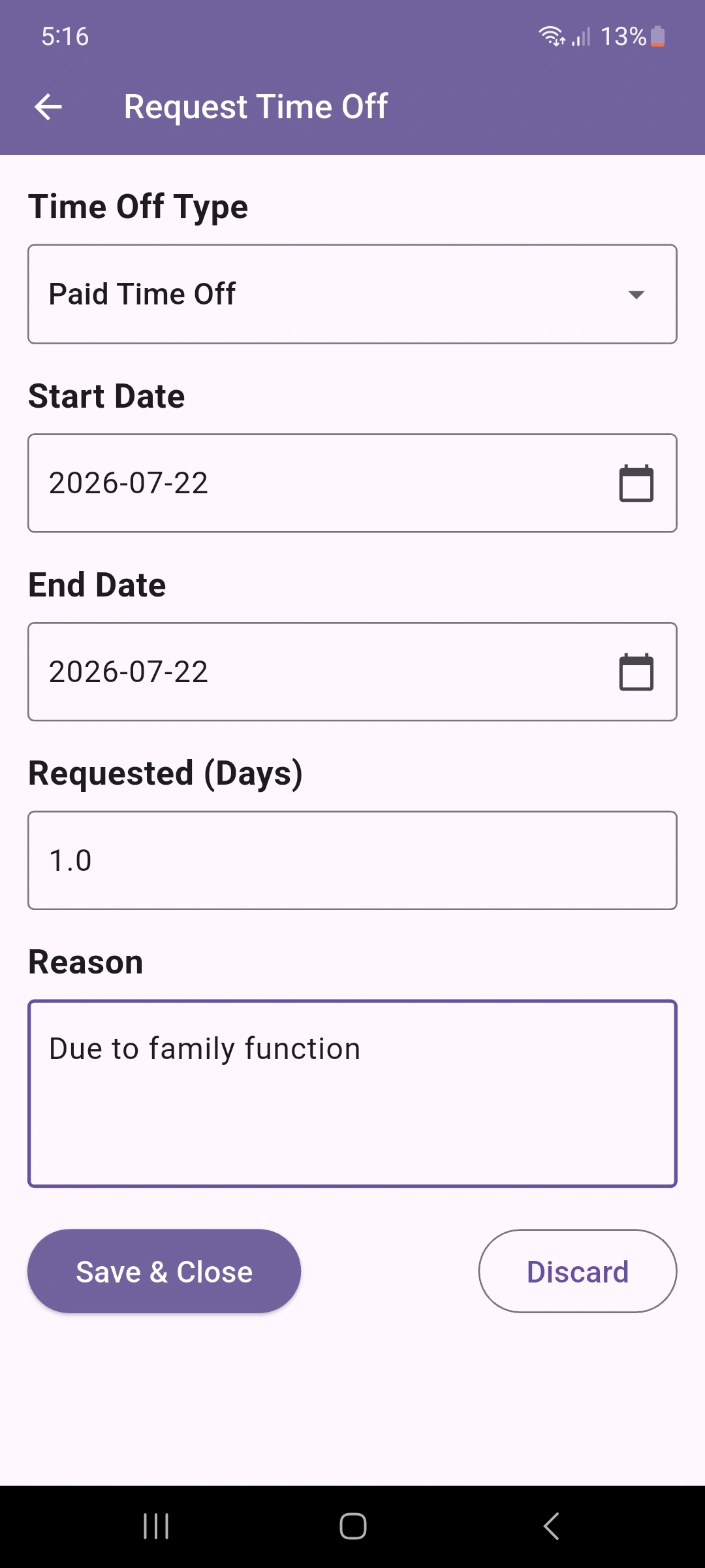 Request Time-off