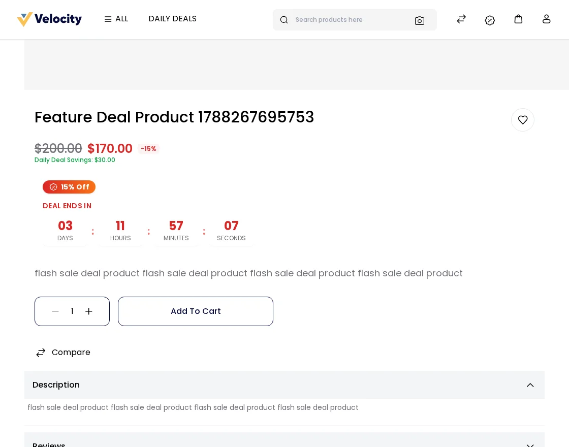 Countdown timer on a deal product page in Bagisto