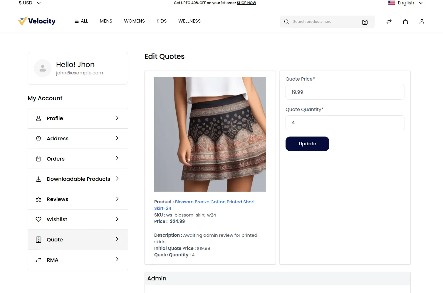 customer edit quotes