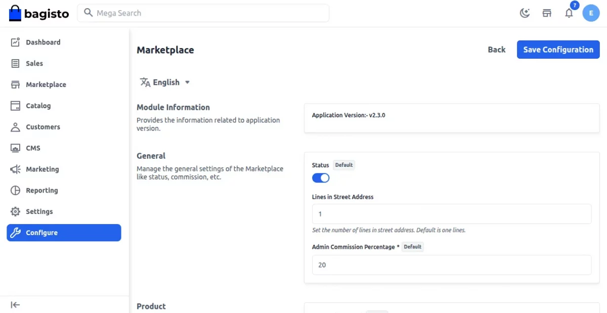 Marketplace configuration