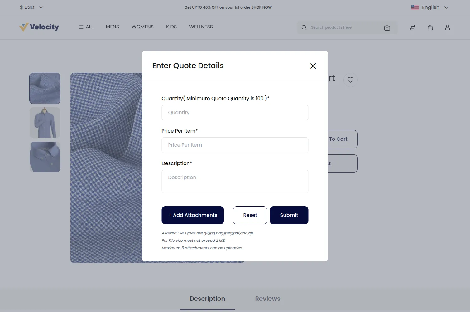 Enter Quote Modal