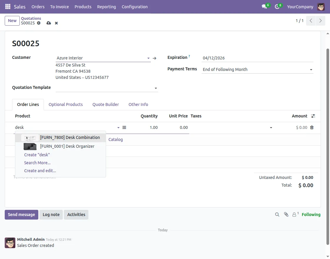 Sales Order Search View