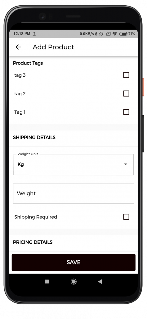 Shopify Marketplace Mobile App new product