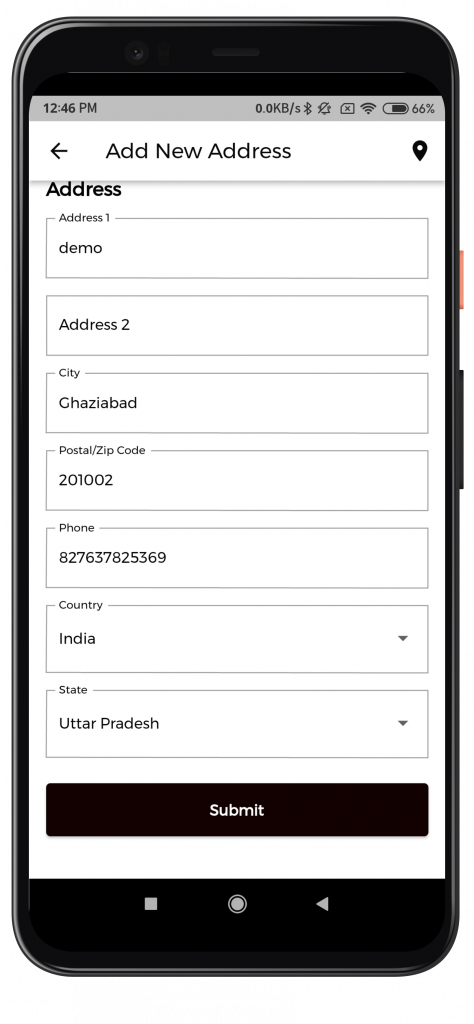 Shopify Marketplace Mobile App Address