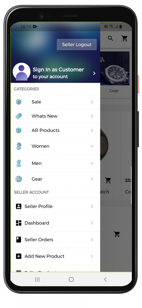 Shopify Marketplace Mobile App Product Categories