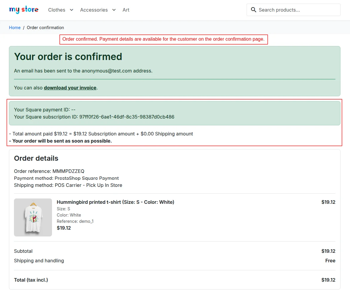 Order Confirmed