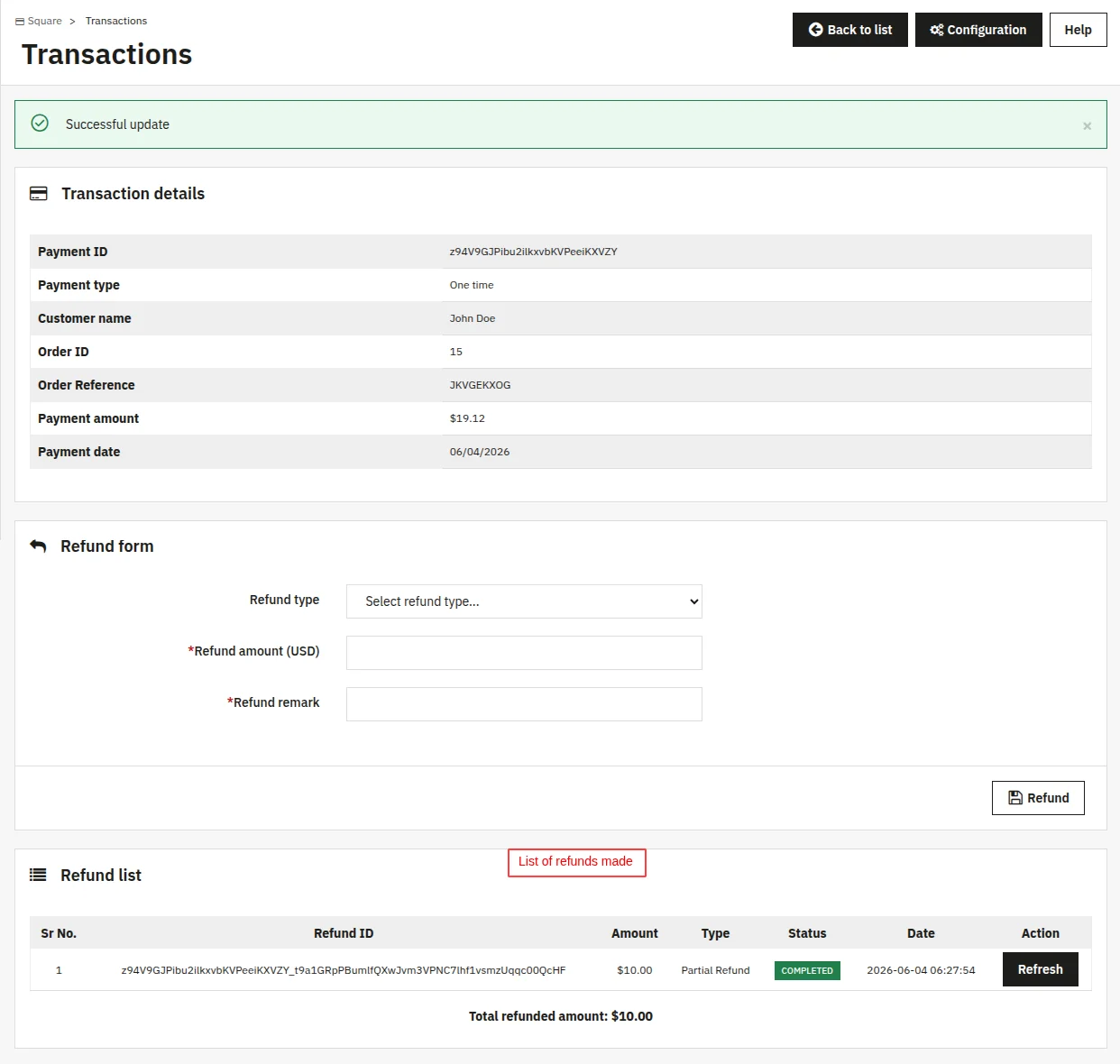 Refunded