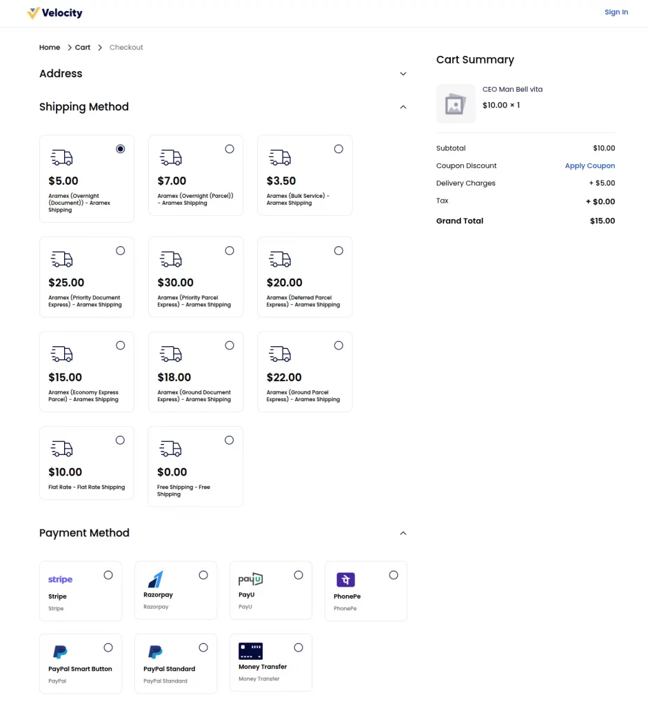 Aramex PDX document service checkout without COD