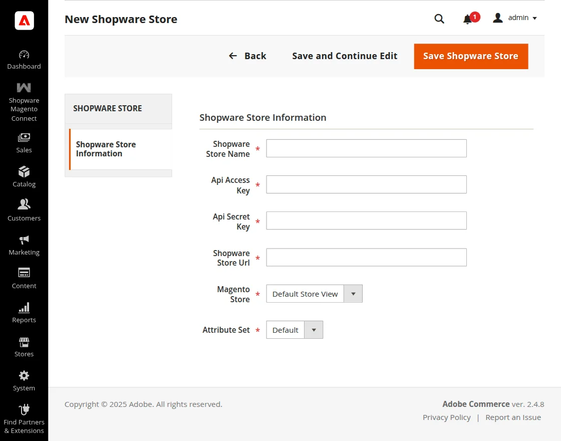 Add New Shopware Store