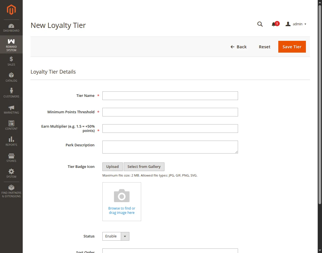 add new loyalty tiers