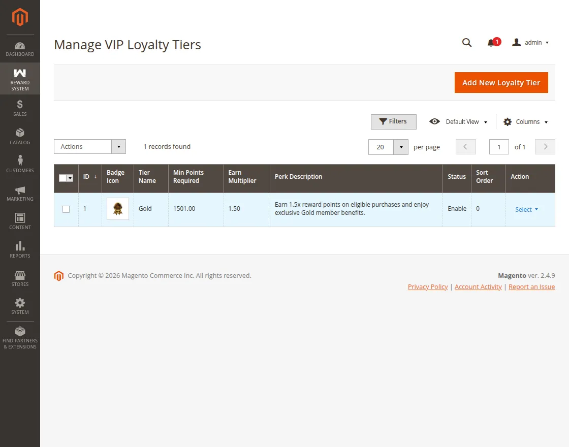 manage VIP loyalty tiers