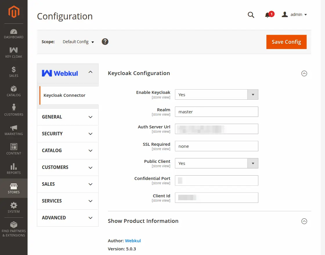 admin configuration Key Cloak