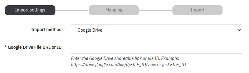 Google Drive Import Method